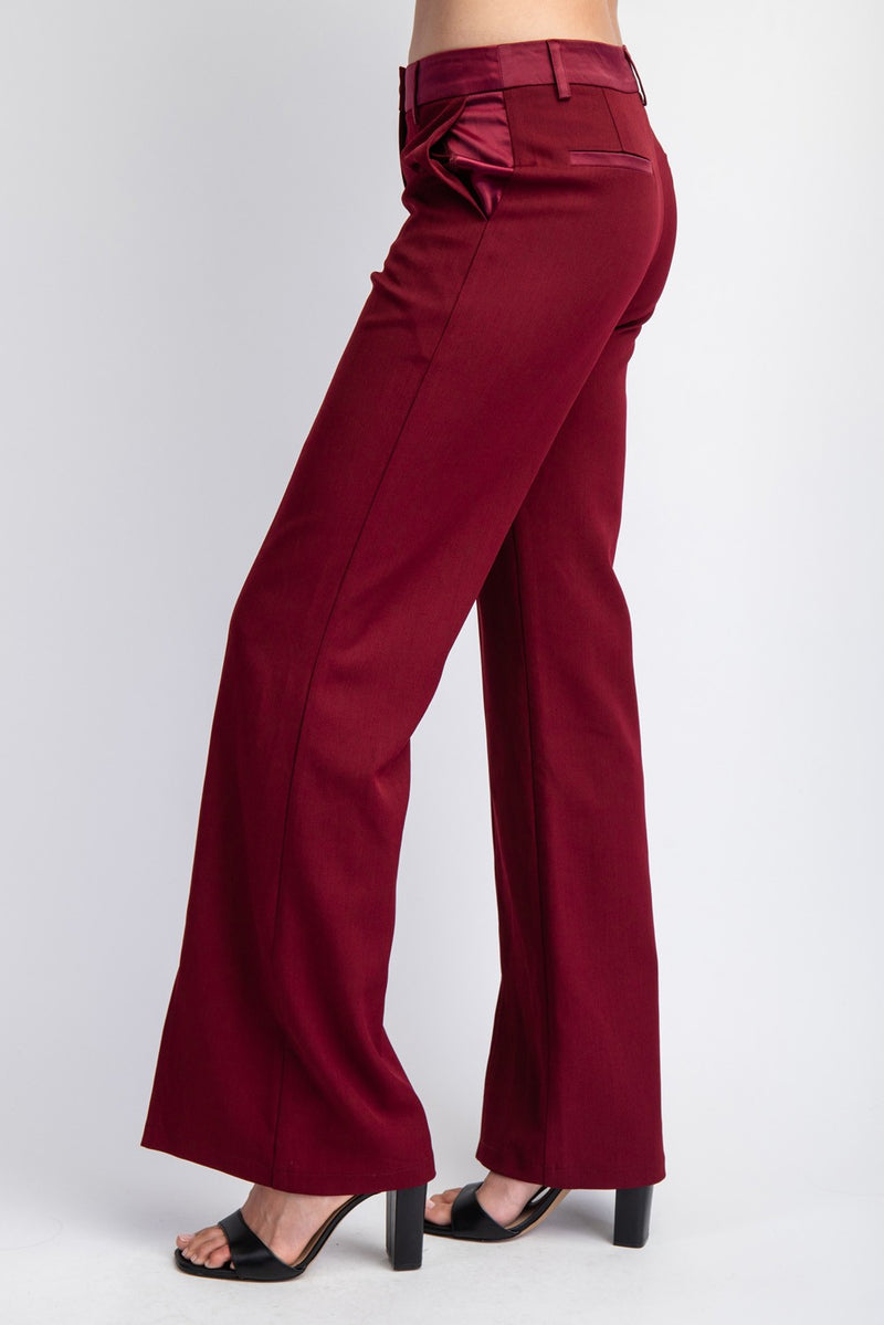 WOVEN TAILORED PANTS WITH SATIN CONTRAST