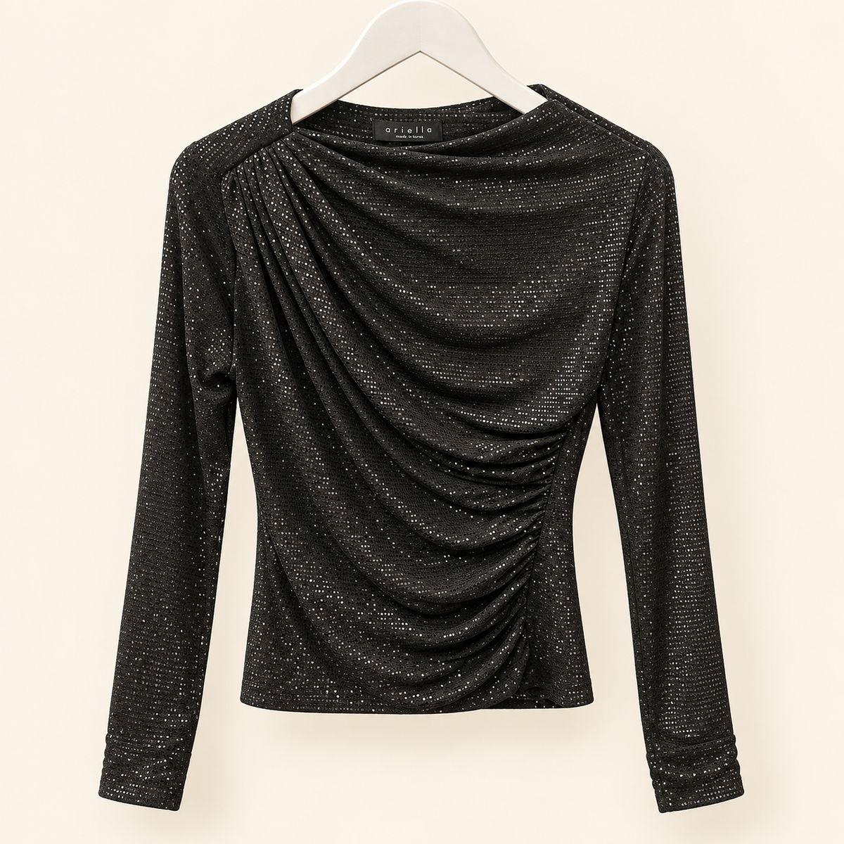 Sequin Ruched Long Sleeve