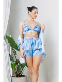 Denim Bralette and Shorts Lounge Set