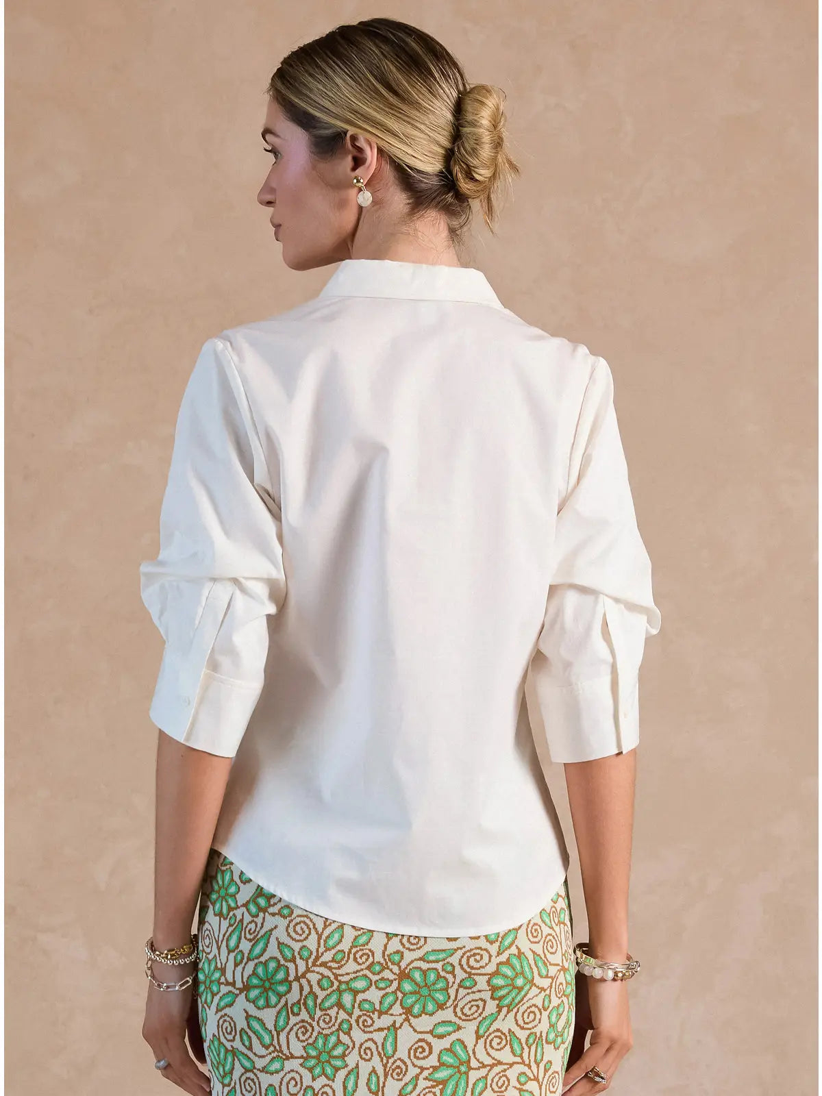 White Tailored Button-Down Shirt with Classic Collar