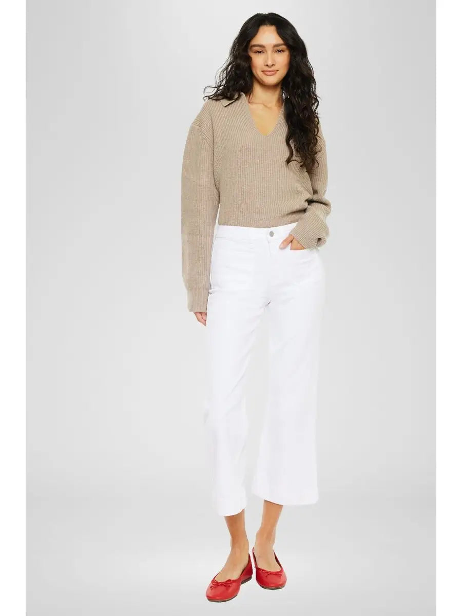 High Rise Relaxed Cropped Flare Jeans in White