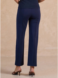 Navy High Waist Tailored Straight Leg Pants