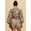 Leopard Print Button-Up Shirt and Shorts Set