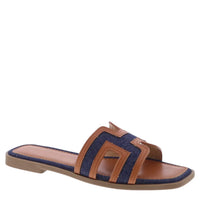 Trim Woven Strap Flat Slide Sandals