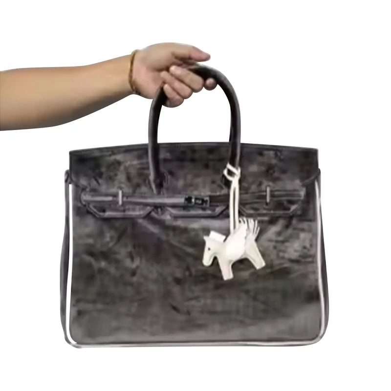 "the London" Velvet Tote Bag Charcoal