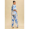 Blue Brushstroke 3-Piece Linen Set with Scalloped Trim