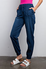 COTTON STRETCH DENIM JOGGER PANTS