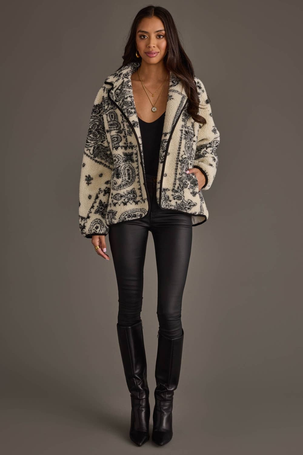 White & Black Paisley Fleece