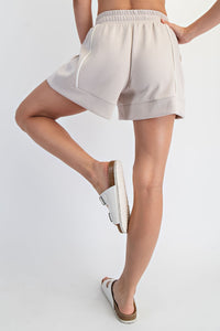 Nude Drawstring Lounge Shorts with Contrast Side Detail