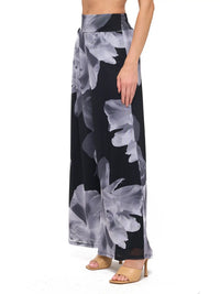 Monochrome Floral Wide Leg Palazzo Pants