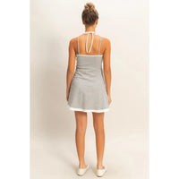 Heather Gray Strappy Active Mini Dress with Built-In Shorts