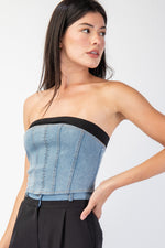 CORSET TUBE TOP WITH CONTRAST BAND