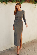 Metallic Side Keyhole Bodycon Maxi Dress