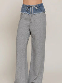 Two Tone Denim Gray Waist Wide Leg Lounge Pants