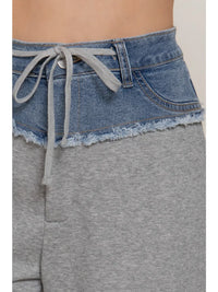 Two Tone Denim Gray Waist Wide Leg Lounge Pants