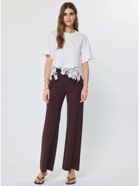 Lace Hem Cropped Short Sleeve Top