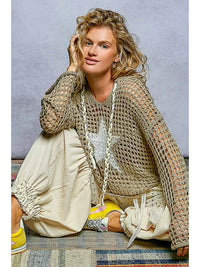 Boho Crochet Star Hooded Knit Top