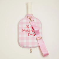 Pink Gingham Pickleball Paddle Bag with Adjustable Strap