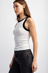 LUREX RIBBED KNIT TANK TOP CONTRAST EDGE