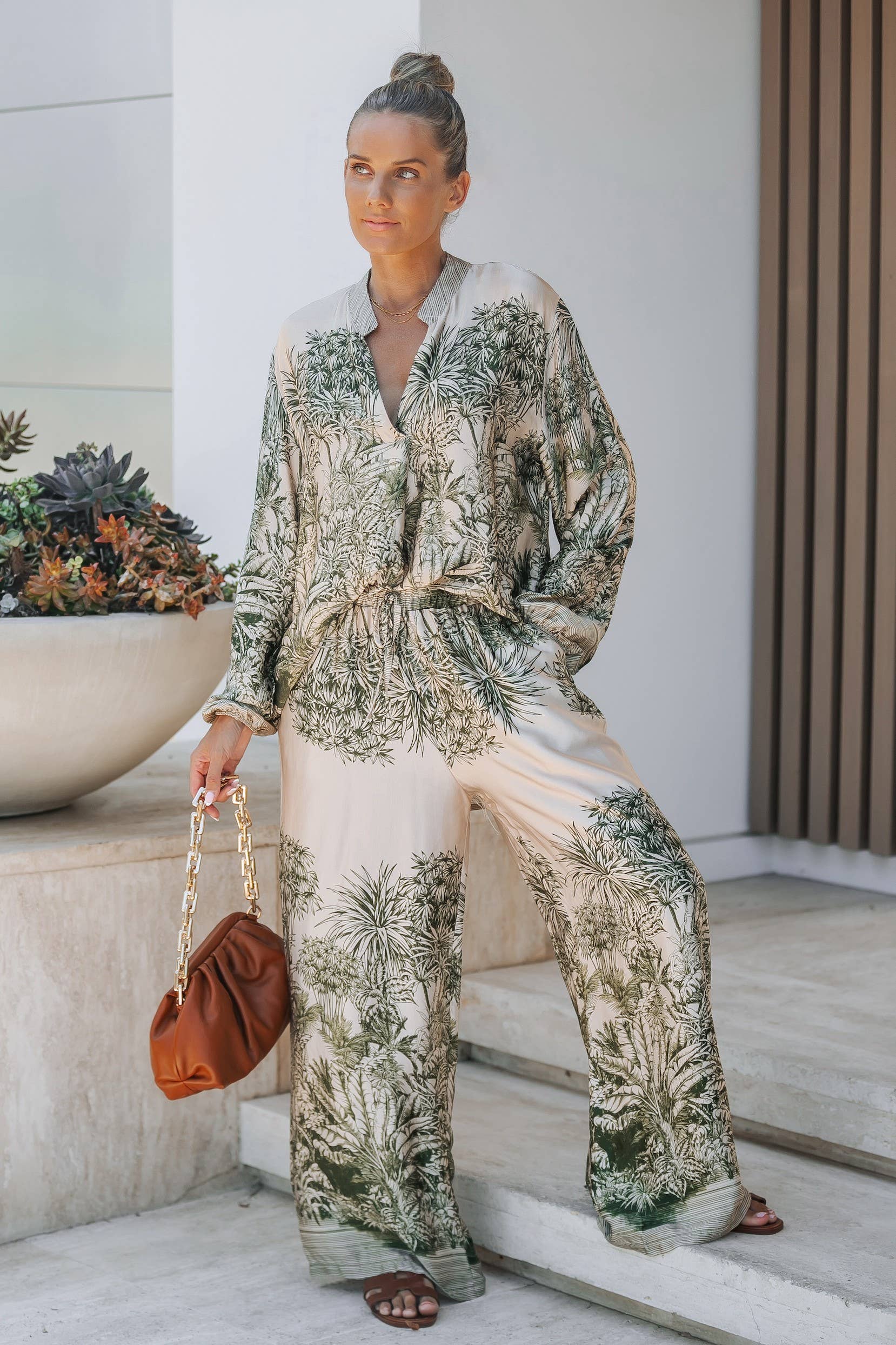 Costa Rica Print Relaxed Fit Two-Piece Lounge Set
