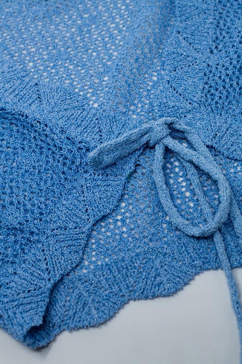 Crochet Ribbed Front Tie Cardigan