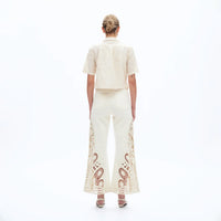 Ivory Lace Insert Flare Jeans