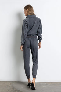 Charcoal Rhinestone Stripe Zip-Up Jacket & Jogger Set