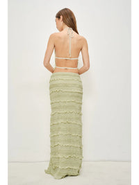 Green Halter Ruffle Crop Top