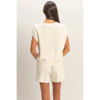 White Relaxed Fit Lounge Tee and Drawstring Shorts Set
