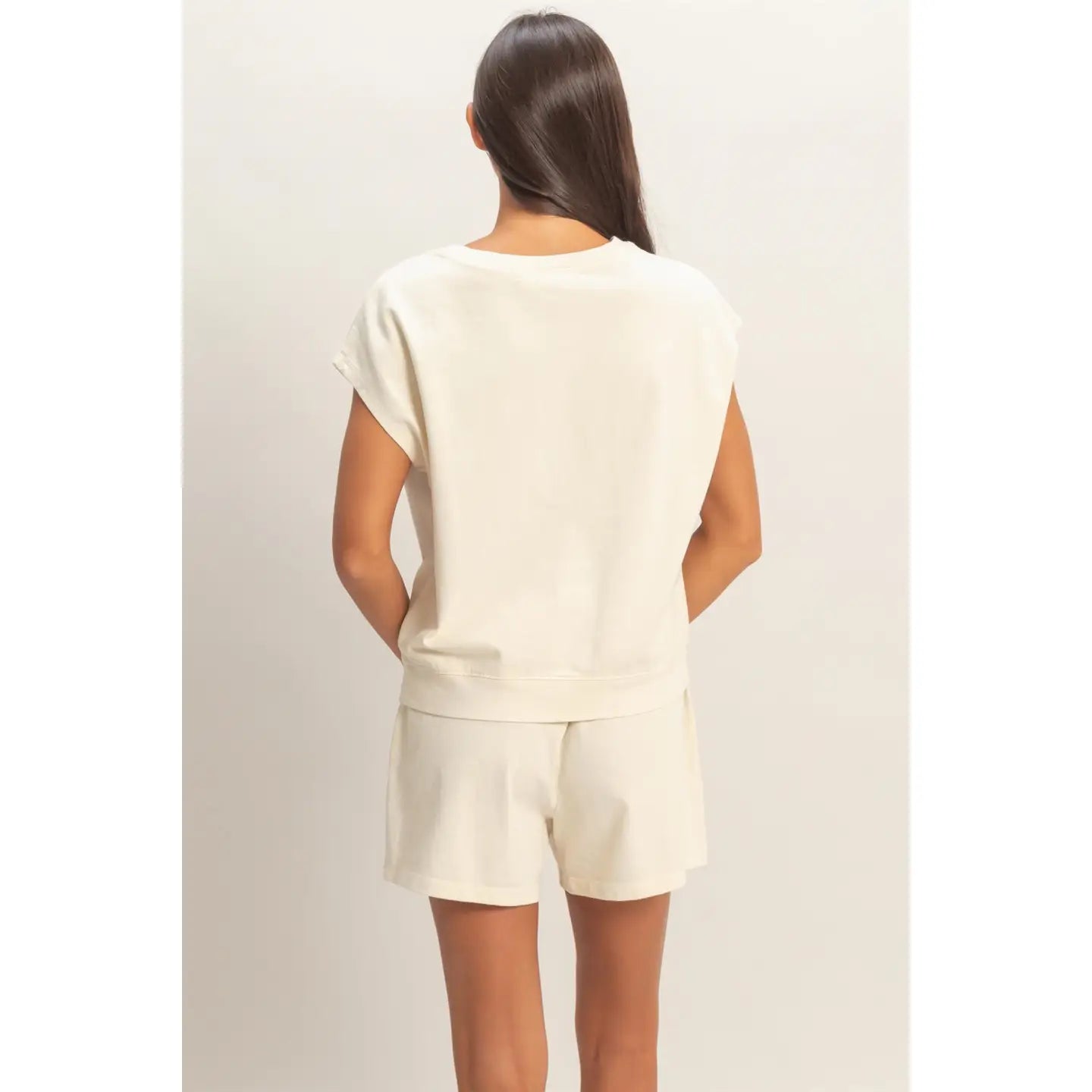 White Relaxed Fit Lounge Tee and Drawstring Shorts Set