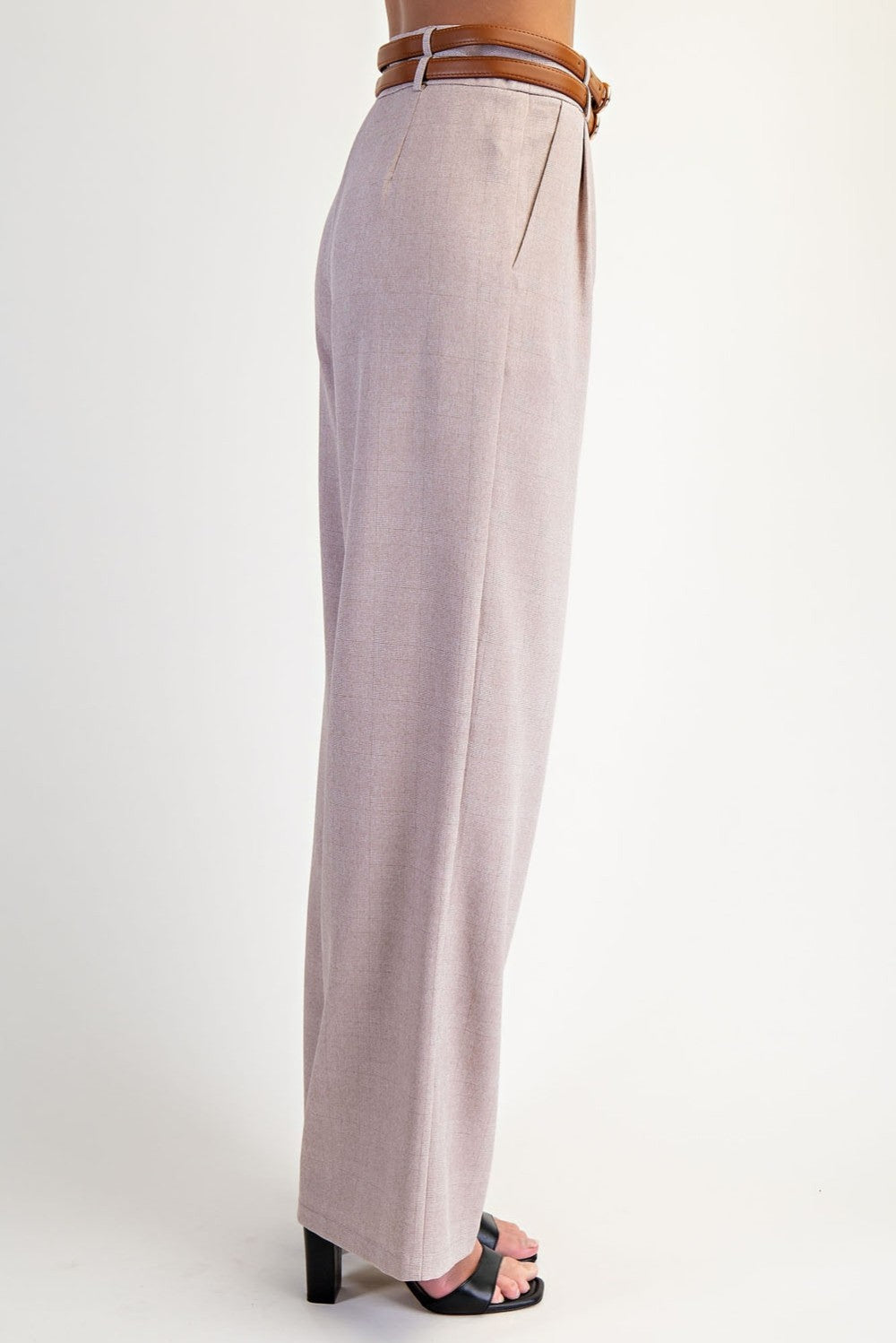 Taupe Tailored Wide-Leg Pants