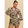 Leopard Print Button-Up Shirt and Shorts Set