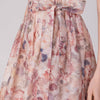 Floral Organza Midi Dress with Spaghetti Straps and Waist Tie