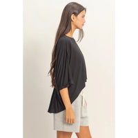 Black Oversized Cropped Lounge Tee