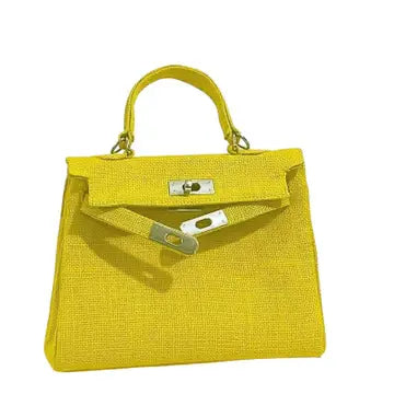Mini Jute Top Handle Satchel Bag with Structured Design