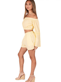 Butter Yellow Cotton Relaxed Fit Shorts