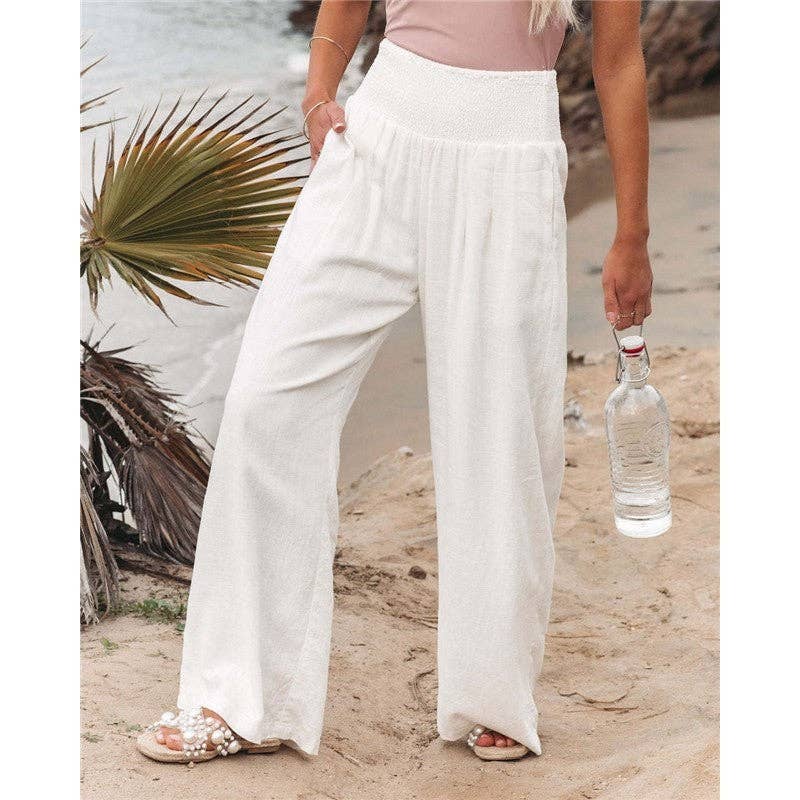 Summer Loose Wide Leg Cotton Linen Pants Women