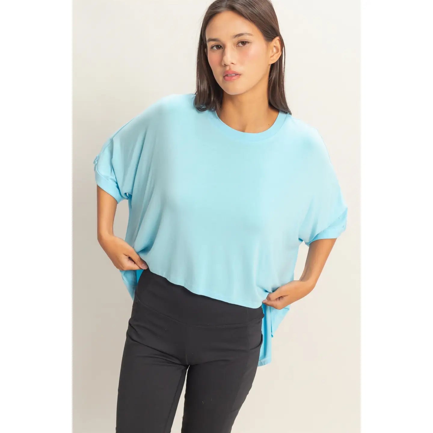 Blue Oversized Cropped Lounge Tee