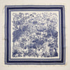 Blue and White Toile Print Silk Bandana Scarf
