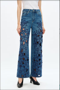 Floral Cut Out Denim front detail