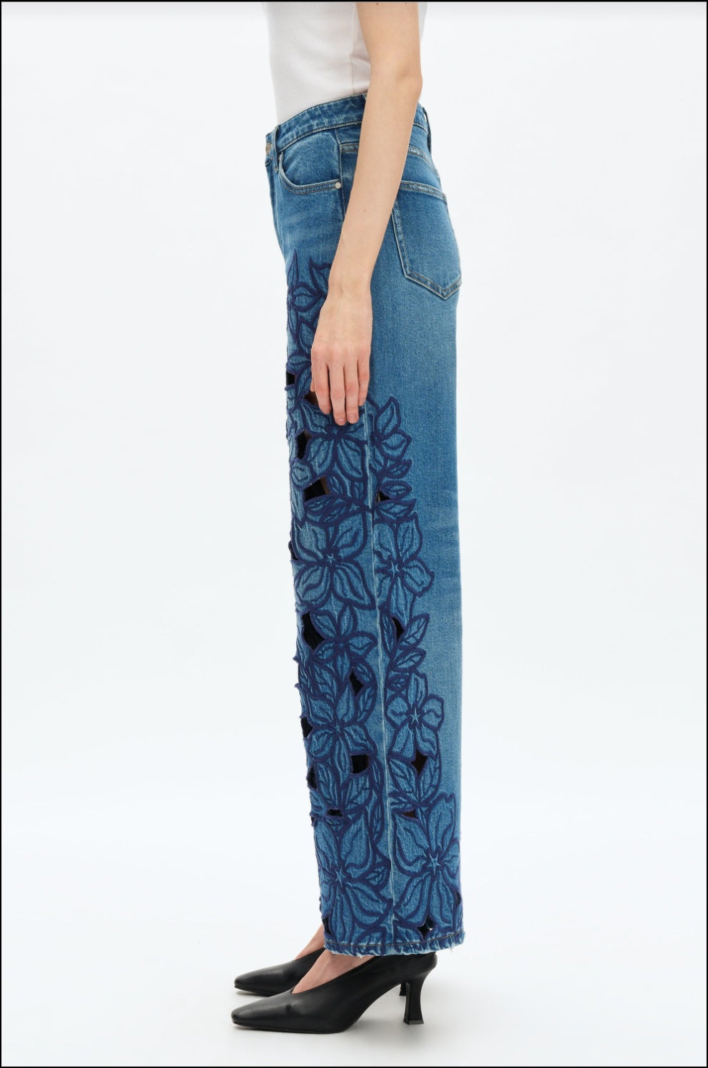 Floral Cut Out Denim side view
