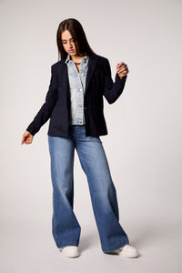 Blue Fringe Detail Tailored Blazer