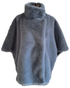 Light Blue Vegan Fur Cape Coat