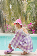 INDIANA SHORT DRESS GINGHAM LAVENDER / SEQUINS