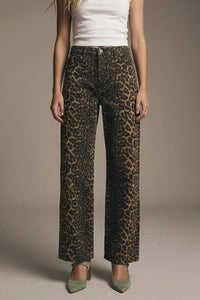 Leopard Print Straight Leg Jeans