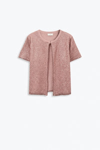 Light Pink Lurex Soft Knit Cardigan