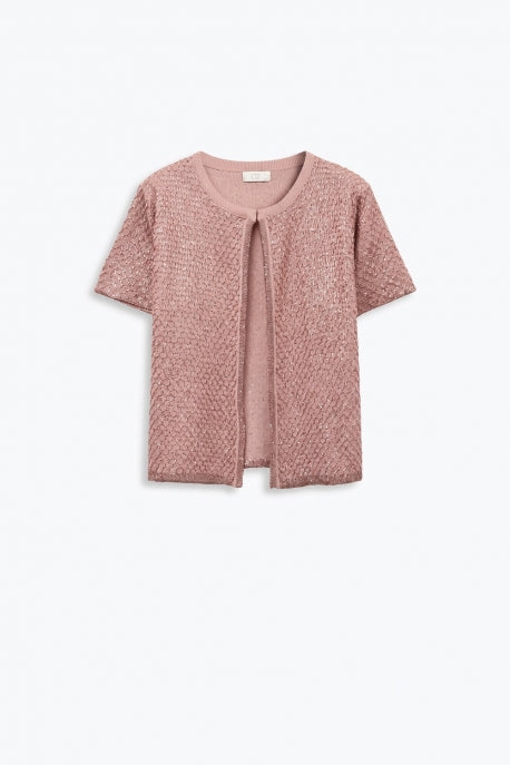 Light Pink Lurex Soft Knit Cardigan