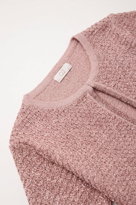 Light Pink Lurex Soft Knit Cardigan