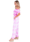 Pink Tie-Dye Wide-Leg Pants with Crochet Lace Detail