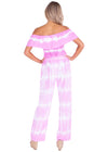Pink Tie-Dye Wide-Leg Pants with Crochet Lace Detail